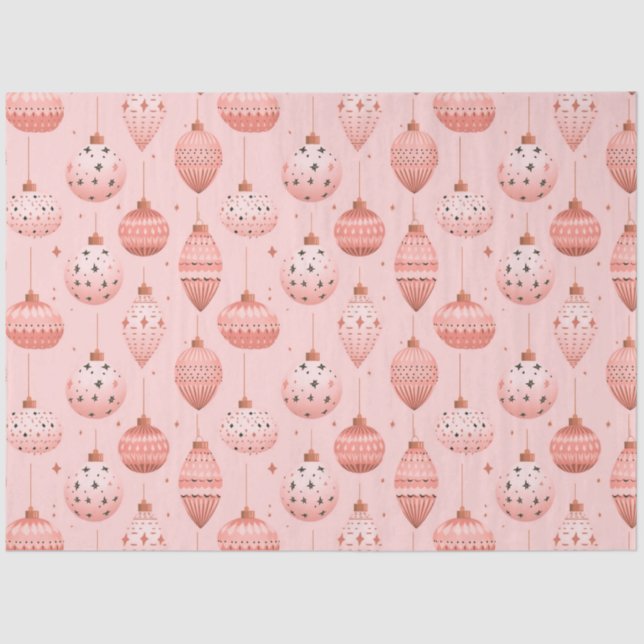 Papier Mousseline Noël rose ornements et étoiles Noël (Recto)