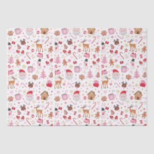 Papier Mousseline Noël rose rouge Père Noël Reindeer Wonderland