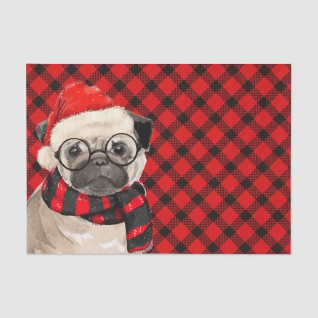 Papier Mousseline Noël rouge et noir Plaid Carlin Lover Holiday (Recto)