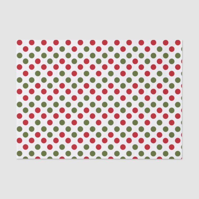 Papier Mousseline Noël Rouge Et Vert Pois (Recto)