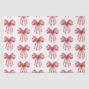 Papier Mousseline Noël rouge menthe poivrée Bows sur blanc