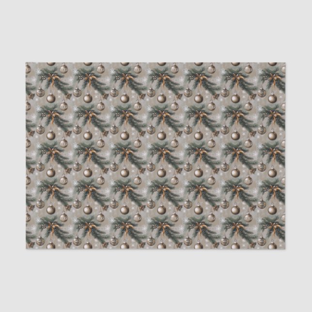 Papier Mousseline Noël rustique (Recto)