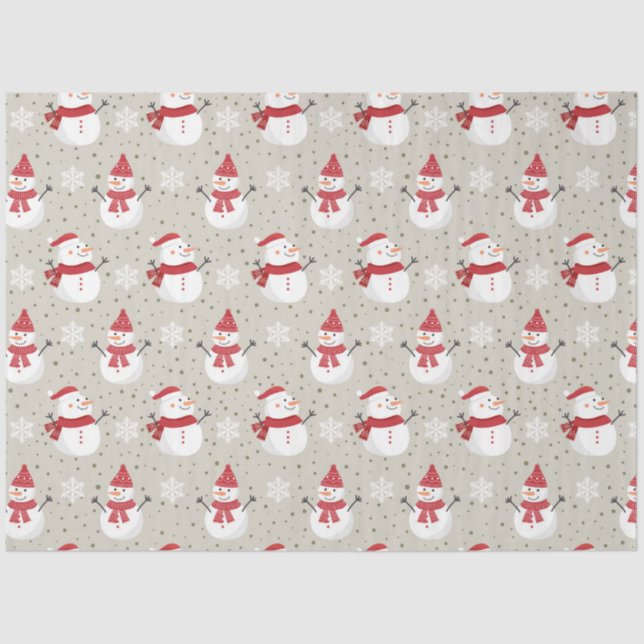 Papier Mousseline Noël Snowman Motifs Design 6 (Recto)