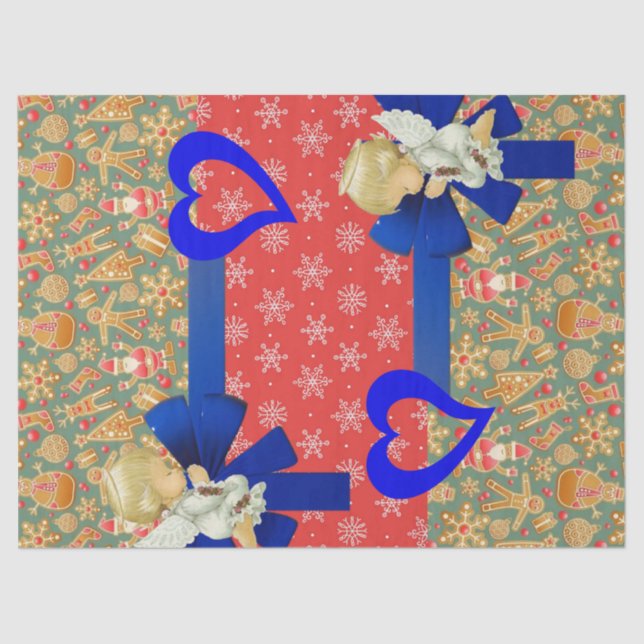 Papier Mousseline Noël Tissu Papier Bébé Anges (Recto)