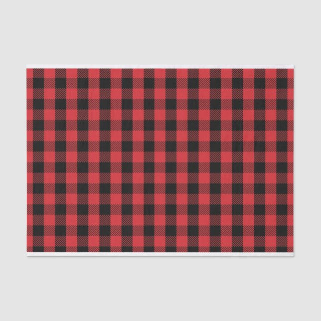 Papier Mousseline Noël Vacances mignonne Rouge noir Buffalo Check (Recto)