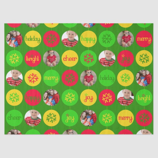 Papier Mousseline Noël vert ajouter vos propres photos papier moucho (Recto)