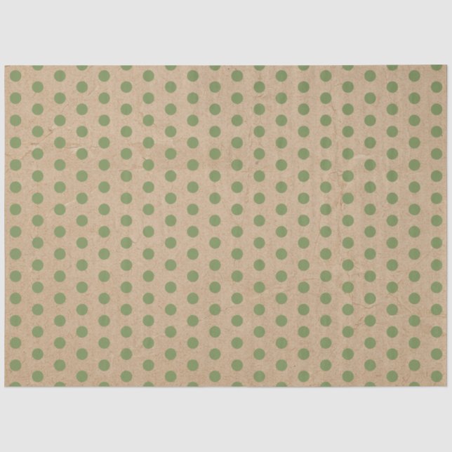 Papier Mousseline Noël Vert Pois Kraft (Recto)