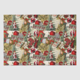 Papier Mousseline Noël victorien classique rouge et vert