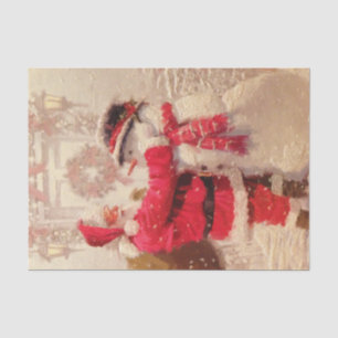 Papier Mousseline Noël vintage du Père Noël Snowman