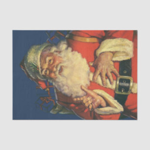 Papier Mousseline Noël vintage, Jolly Santa Claus avec jouets