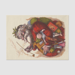 Papier Mousseline Noël Vintage, Jouets de tuyaux du Père Noël victor