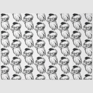 Papier Mousseline Noël Vintage noir blanc Père Noël