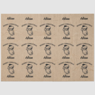 Papier Mousseline Noël Vintage Père Noël Nom personnalisé Kraft