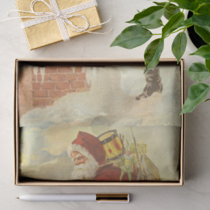 Papier Mousseline Noël Vintage Père Noël victorien à Chimney