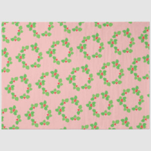 Papier Mousseline Noël Vintage Rose Vert Rouge Vintage