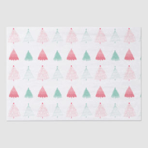 Papier Mousseline Noël Whimsical vert et rose Arbres