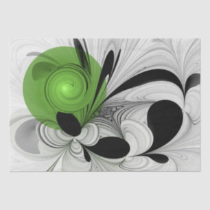 Papier Mousseline Noir Abstrait et blanc avec art fractal vert