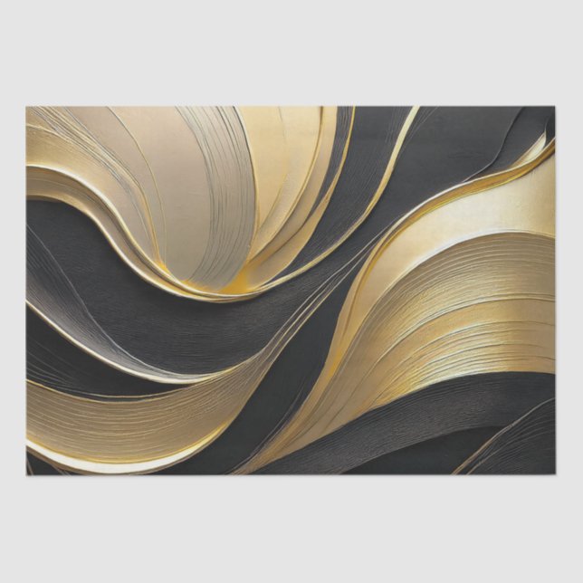 Papier Mousseline Noir Abstrait moderne et or (Recto)