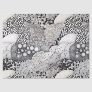 Papier Mousseline Noir Blanc Abstrait Intemporel - Rythme Harmonie