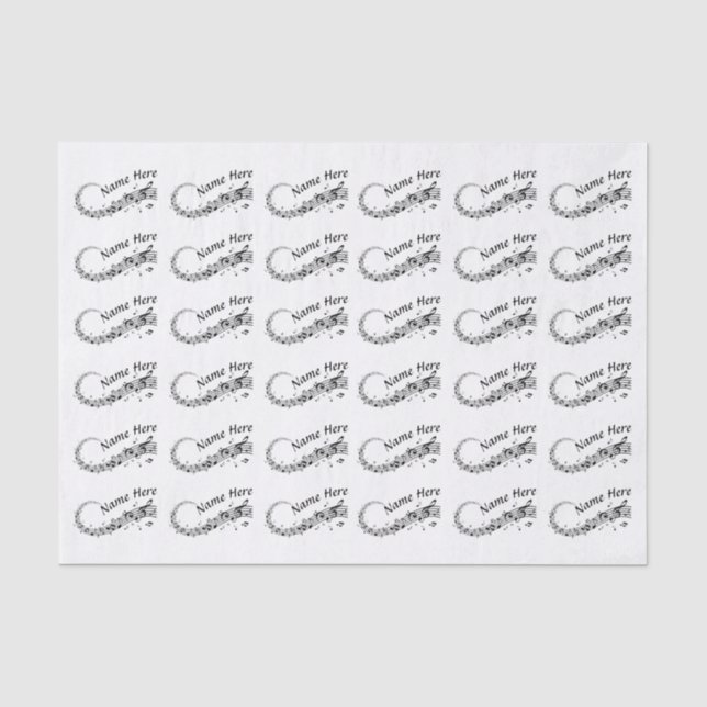 Papier Mousseline Noir Blanc Personnalisé Musique Note Tissu Papier (Recto)
