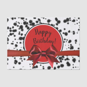 Papier Mousseline Noir Blanc Rouge Nœud Taches de dalmatien Fête d'a