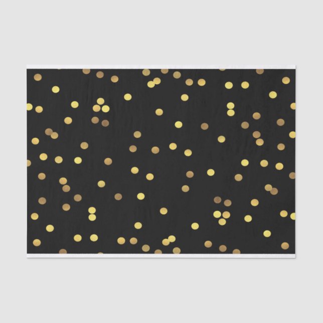 Papier Mousseline Noir chic de confettis de feuille d'or (Recto)
