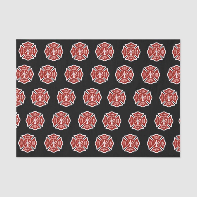 Papier Mousseline Noir classique de motif de symbole de pompier (Recto)