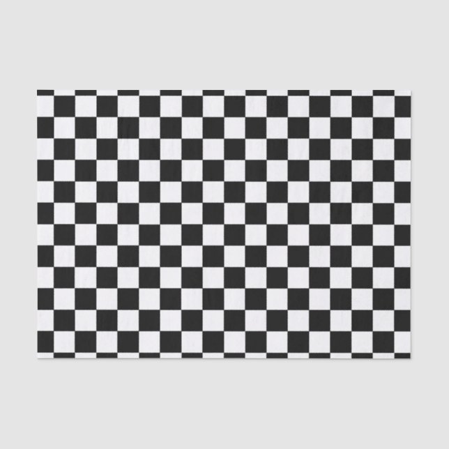 Papier Mousseline Noir et blanc Checkered (Recto)