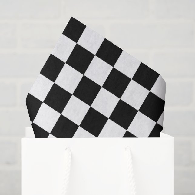 Papier Mousseline Noir et blanc coché (Sac cadeau)