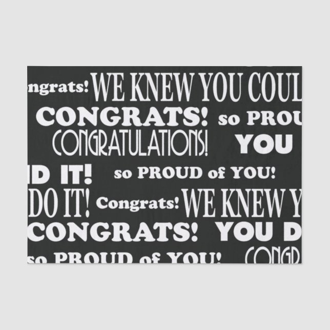 Papier Mousseline Noir et Blanc Grandes Grandes Grandes Congrats (Recto)