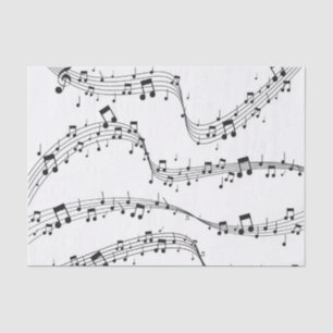 Papier Mousseline Noir et blanc note musicienne Motif