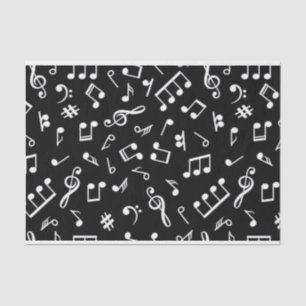 Papier Mousseline Noir et blanc note musicienne Motif