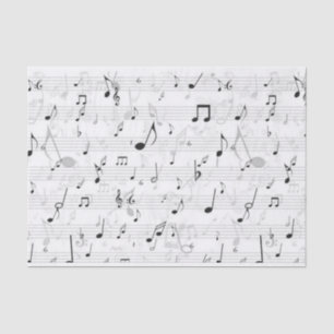 Papier Mousseline Noir et blanc note musicienne Motif