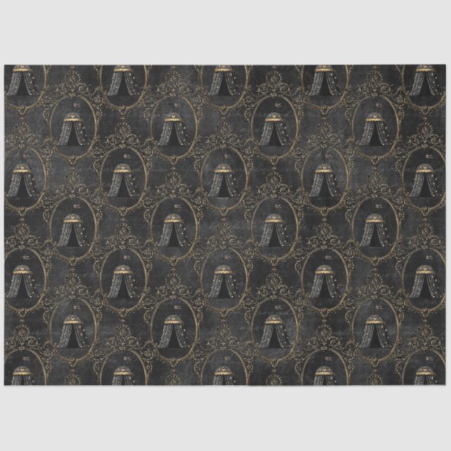 Papier Mousseline Noir et Gold Circus Series Design 12 (Recto)