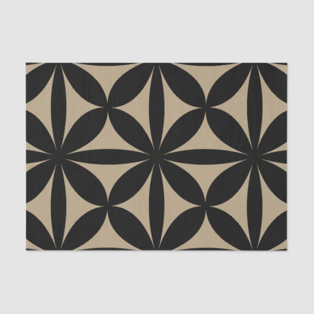 Papier Mousseline Noir et Tan Moderne / Retro Print (Recto)