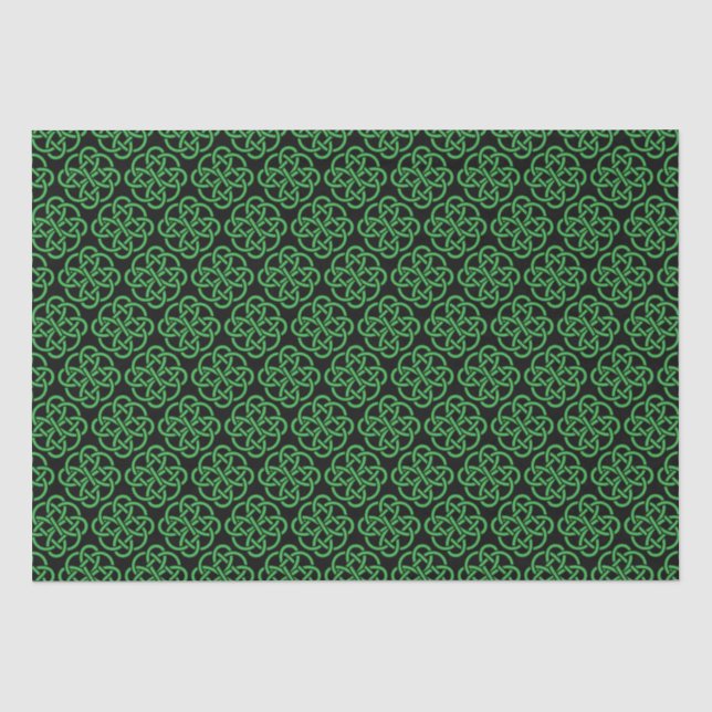 Papier Mousseline Noir et vert du bouclier celtique (Recto)