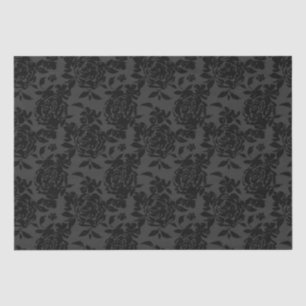Papier Mousseline Noir Fanchy Chic Rose Motif