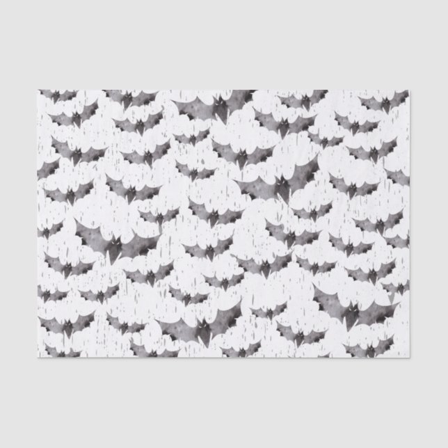 Papier Mousseline Noir mignon et le blanc manie la batte Halloween (Recto)
