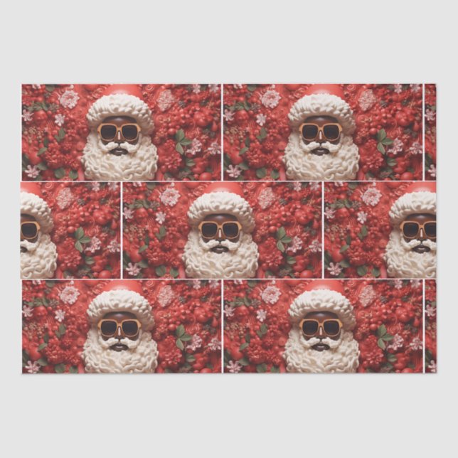 Papier Mousseline Noir Père Noël Melanin Noël 3D St Nick (Recto)