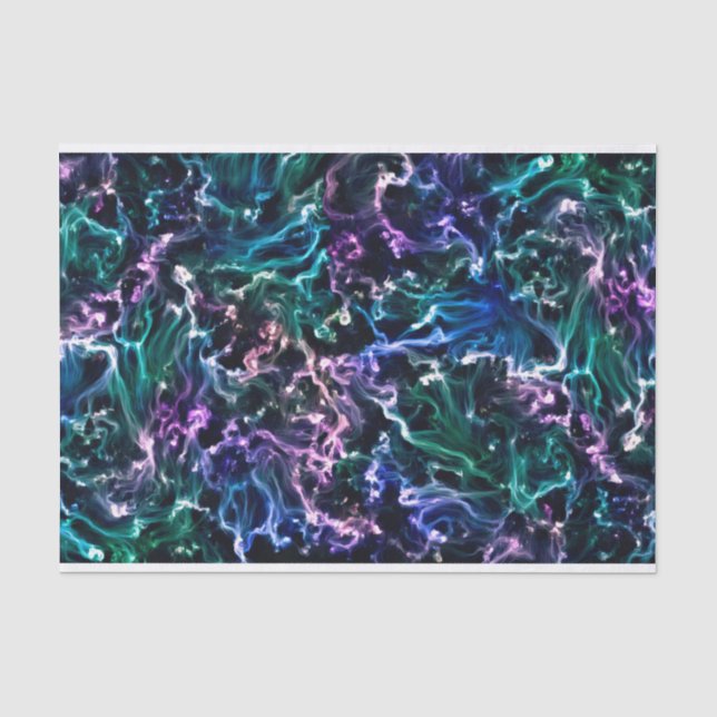 Papier Mousseline Noir rose Turquoise Cosmique Abstrait Fluide Nebul (Recto)