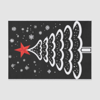 Papier Mousseline Noir & Rouge Noël