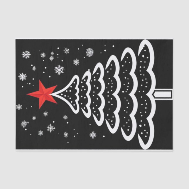 Papier Mousseline Noir & Rouge Noël (Recto)