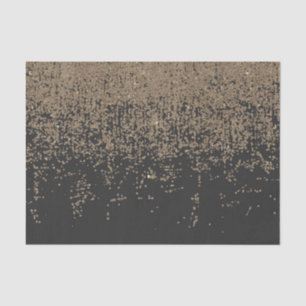 Papier Mousseline Noir tacheté Ombre de parties scintillantes d'or