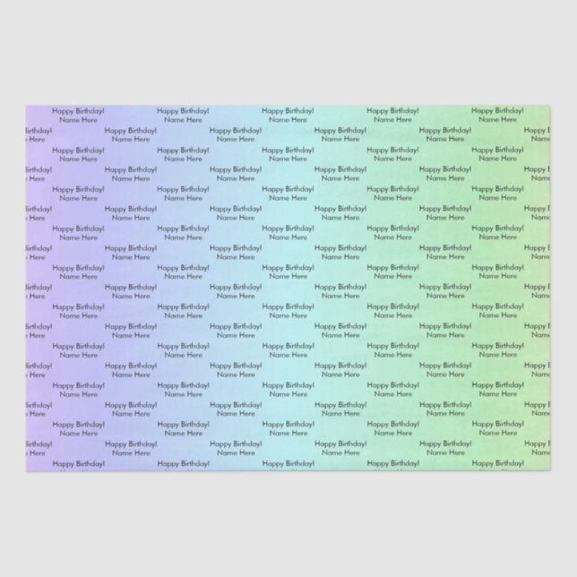 Papier Mousseline Nom d'anniversaire personnalisé Elégant Arc-en-cie (Recto)