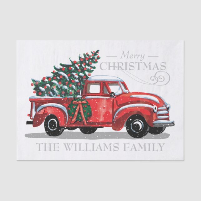 Papier Mousseline Nom de famille du camion Vintage Noël (Recto)