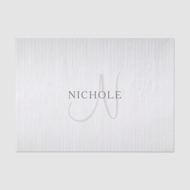 Papier Mousseline Nom Élégant Monogramme & Gris Mince Ombre Gris Gri (Recto)