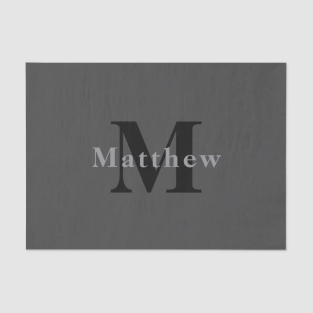 Papier Mousseline Nom et monogramme | Dark Gray (Recto)