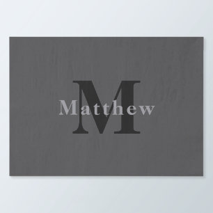 Papier Mousseline Nom et monogramme Dark Gray