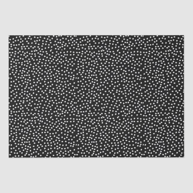 Papier Mousseline Nom Modern Cute Polka Dot noir et blanc (Recto)