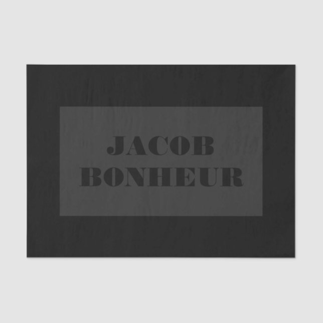 Papier Mousseline Nom moderne professionnel | Gris foncé et noir (Recto)